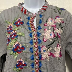 NWT Johnny Was Embroidered Tropical Garden Tunic M